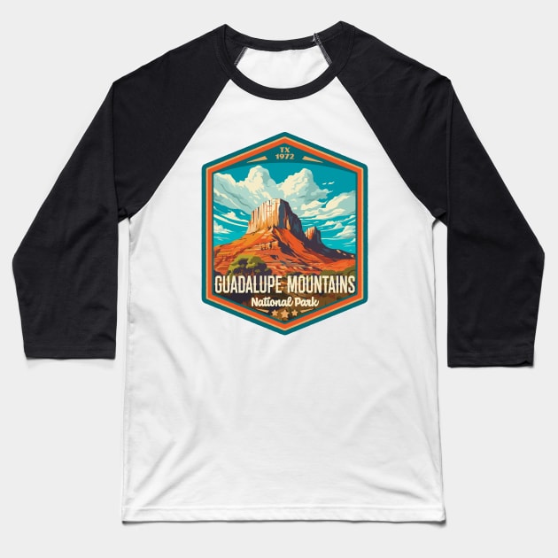 Guadalupe Mountains National Park Vintage WPA Style National Parks Art Baseball T-Shirt by GIANTSTEPDESIGN